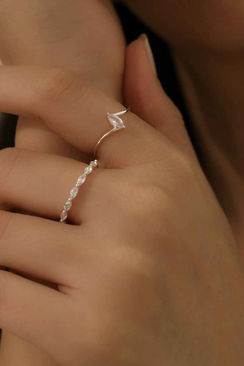 925 Silver Marquise Zirconia Ring <br><font>Size 8•11•13•15</font>