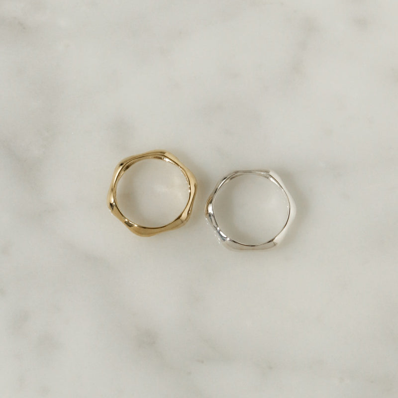 925 Silver Minimalist Wave-O Ring, 14K Gold Vermeil<br><font>Size 11•12•14</font>