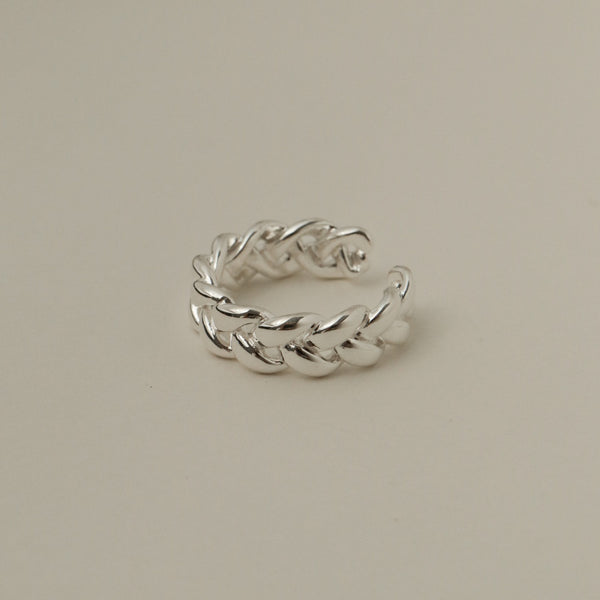 925 Silver Braided Open Ring <br><font>Free Size 10-15</font><br>