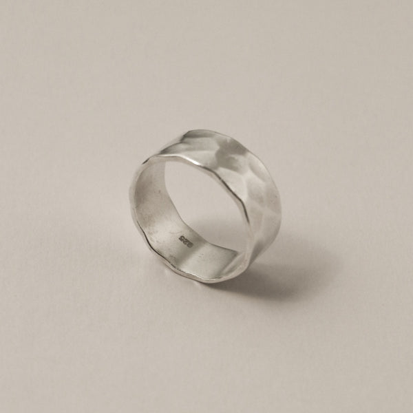 925 |Handcrafted| Silver Matte Hammered Men's Ring <br><font>Size 16•18•19•21•25•27</font>