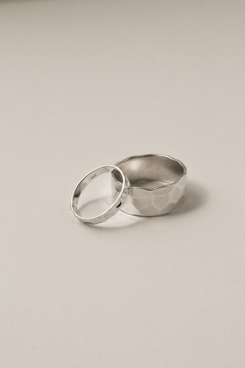 925 |Handcrafted| Silver Matte Hammered Ring <br><font>Size 10•11•16</font>